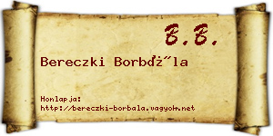 Bereczki Borbála névjegykártya